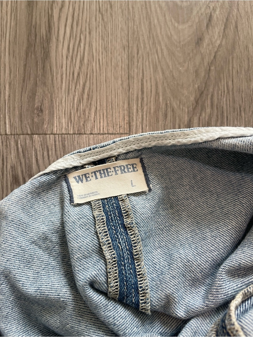 We The Free Light Blue Denim Overalls with Cream Layering Tee - Picture 9 of 11